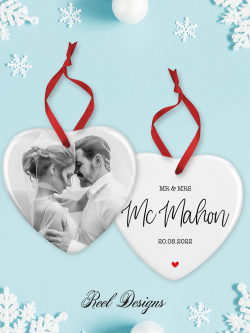 Personalised Ceramic Love Heart Wedding Keepsake Ornament