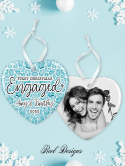 Personalised First Christmas Engaged Ceramic Love Heart Engagement Photo Keepsake Ornament