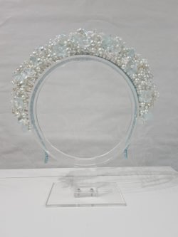 Light blue/ ivory pearl crown