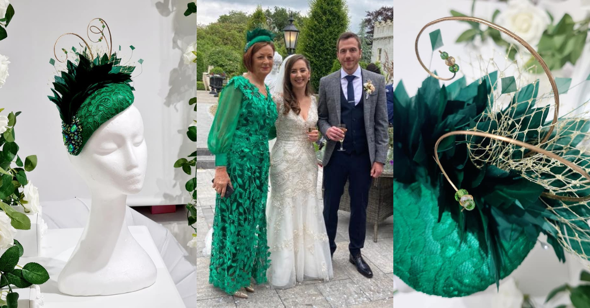 Green Mother of the Groom hat headpiece