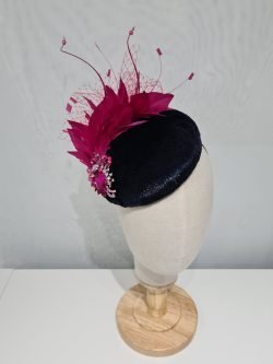 French navy /Magenta pink round pillbox