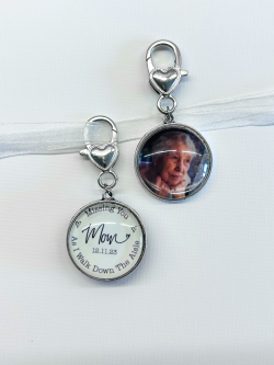 Wedding Memorial Photo Charm with Quote - Double Sided
