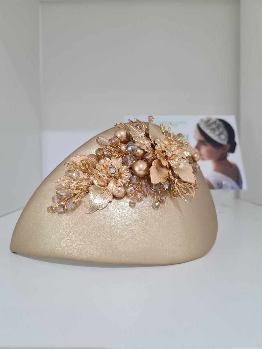 gold headpiece for wedding guest