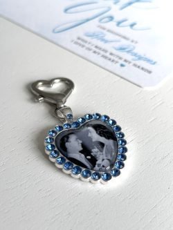 Something Blue Heart Photo Bouquet Charm