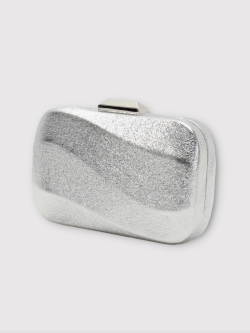 Silver Shimmer Metallic Evening Clutch Bag