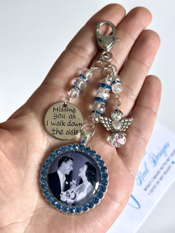 Something Blue Crystal Memorial Angel with Photo