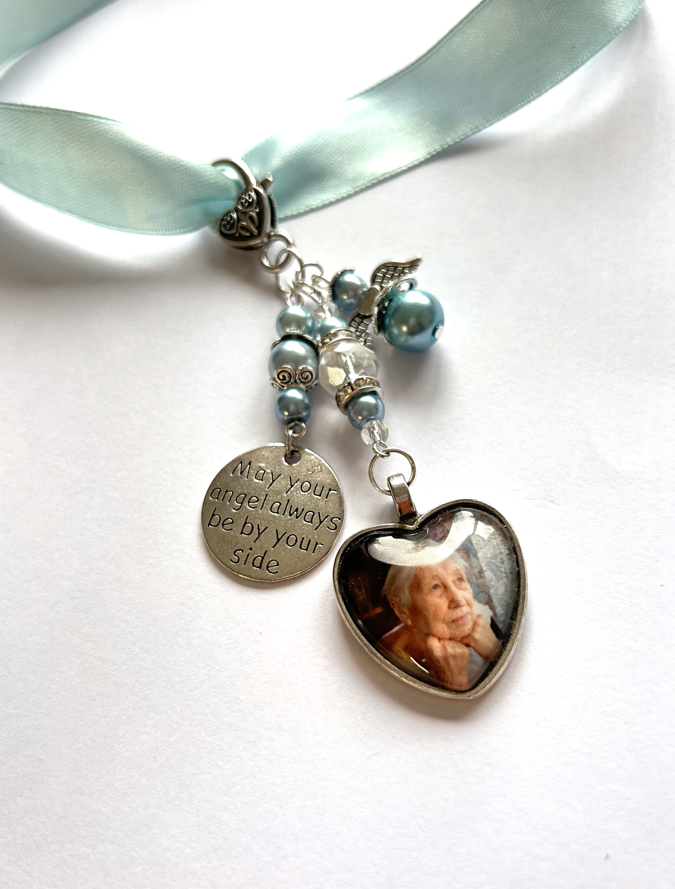 Blue Angel Wedding Bouquet Memorial Charm - Image 2