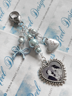 Lovely Blue Bow Memorial Bouquet Charm