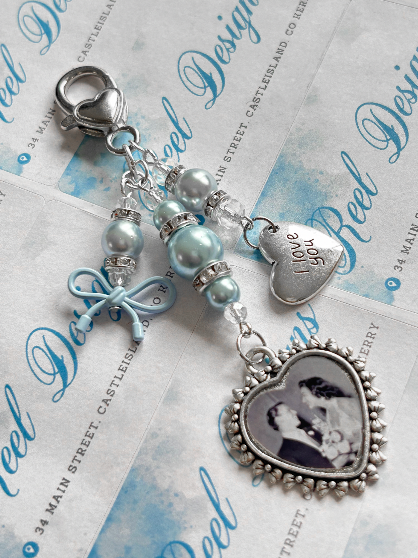 Lovely Blue Bow Memorial Bouquet Charm