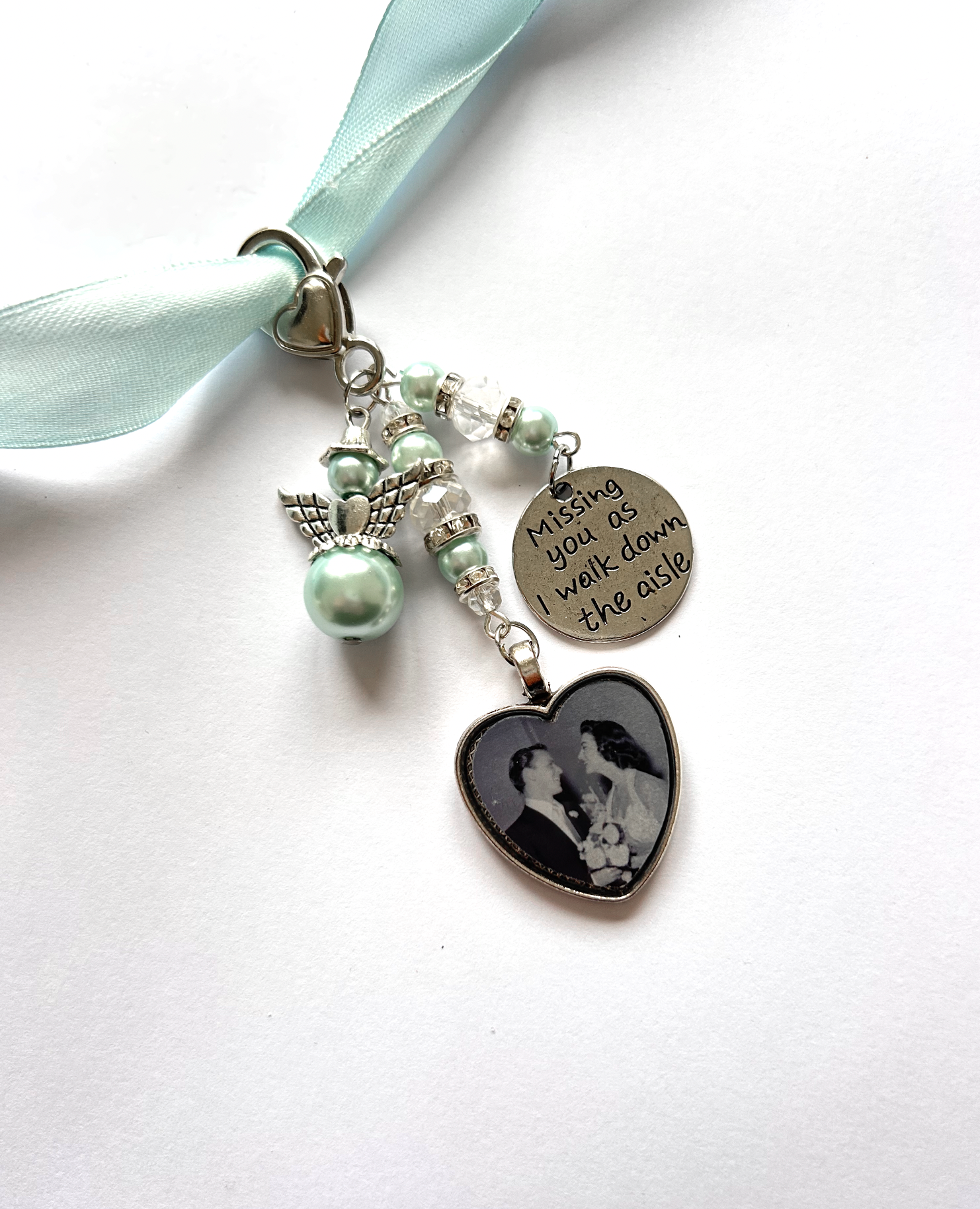 Memorial Angel Bouquet Charm with Photo