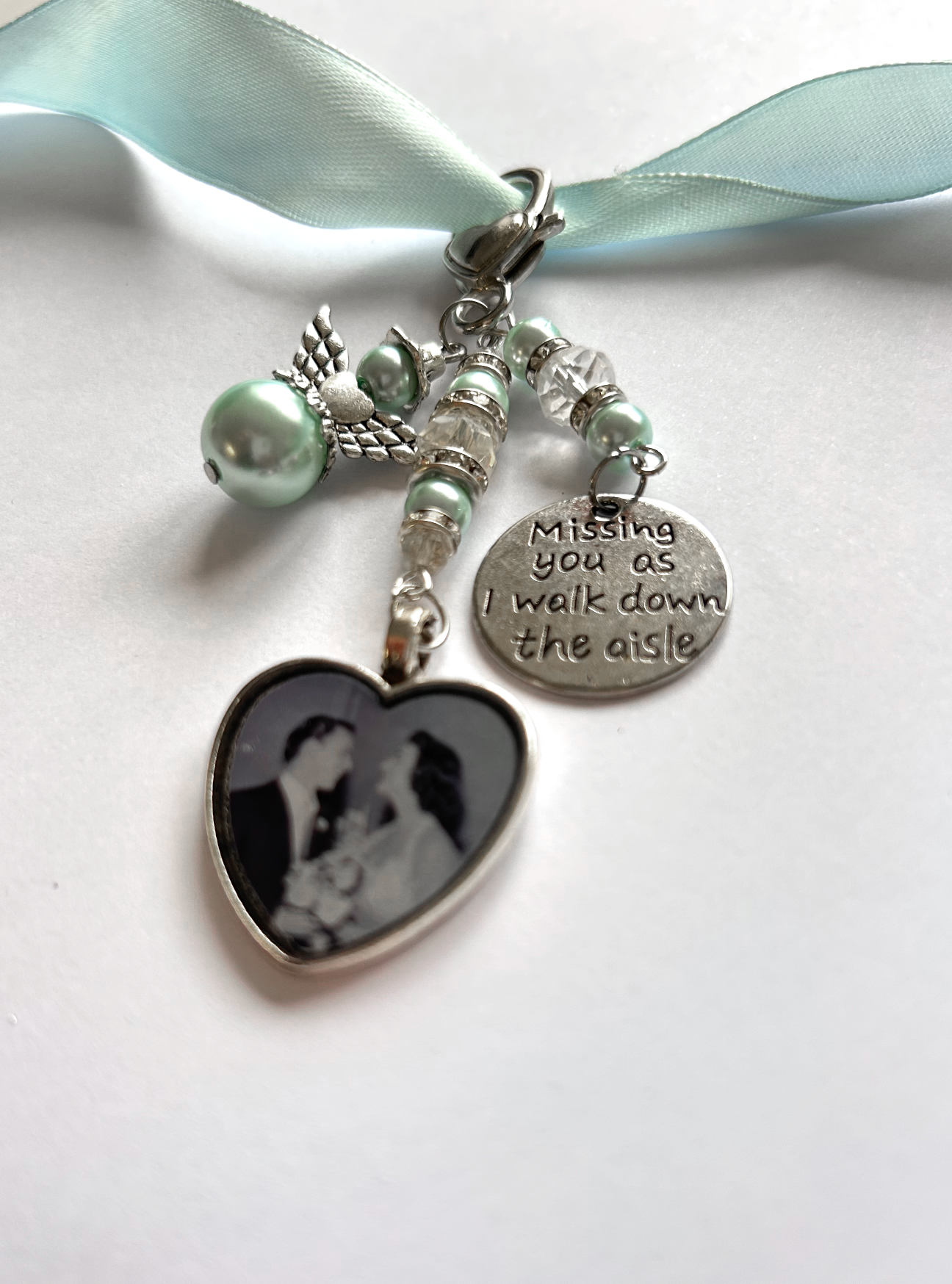 Memorial Angel Bouquet Charm with Photo - Image 2